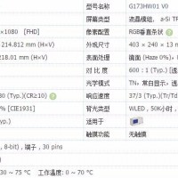 友达17.3寸高分宽温工业屏G173HW01 V0 可改高亮