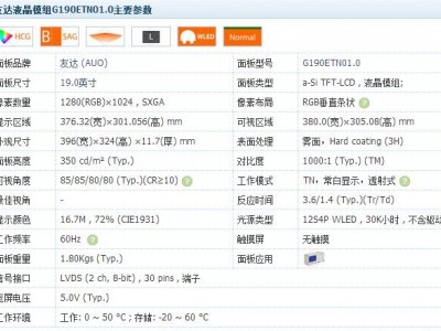 M190ETN01.0 友达19寸全新模组低价供应图2